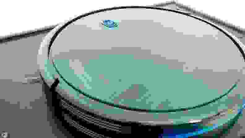 Close up of a robot vacuum.