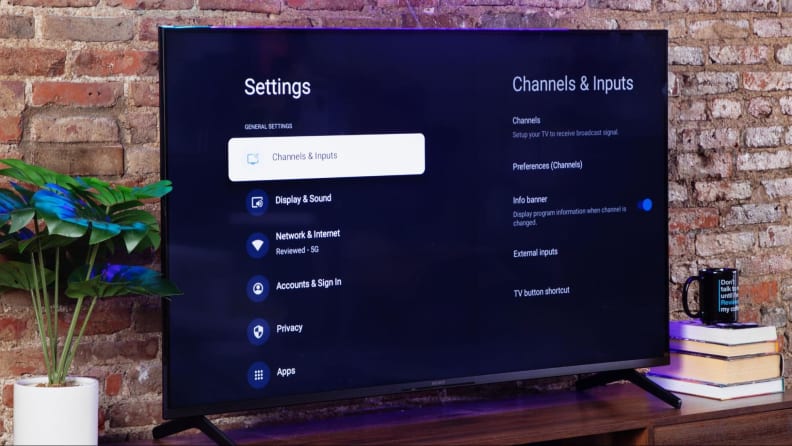 A settings menu on a Sony X80K television set.