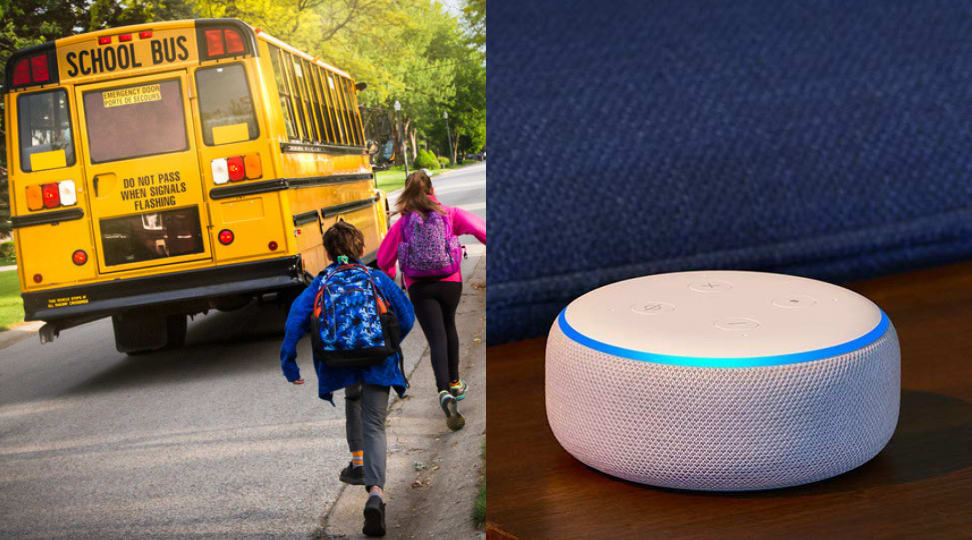 Kids on school bus and Echo Dot