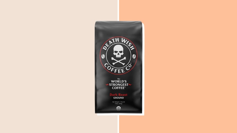 The package of Death Wish Coffee featuring skull and crossbones.