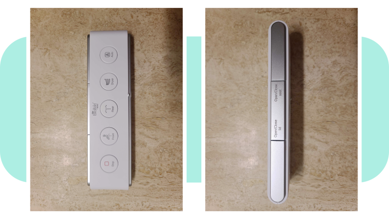Shots of the front and side of the Bio Bidet Discovery DLS Toilet Seat control panel.