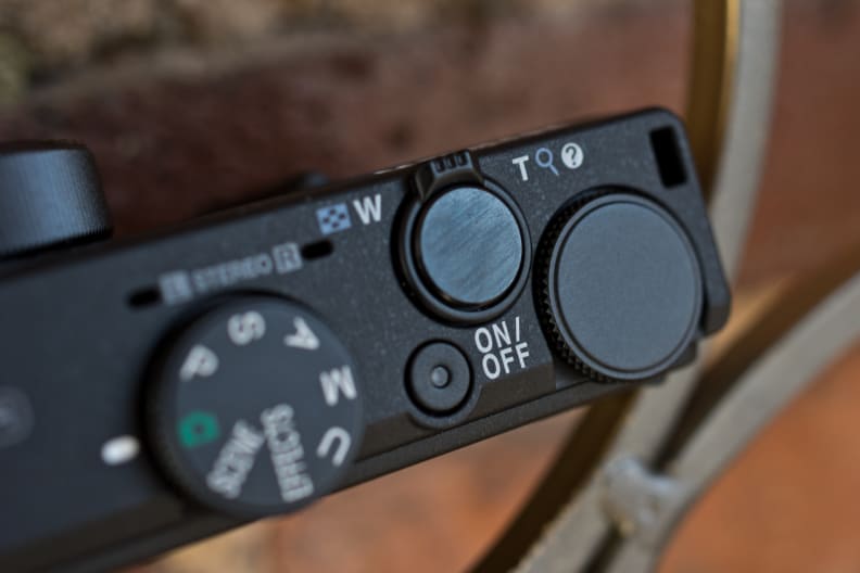 A photograph of the Nikon Coolpix P340's shutter release.
