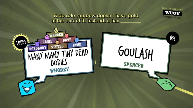 Screenshot of jackbox games on screen