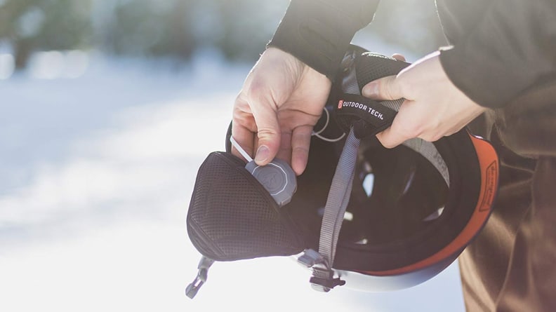 These in-helmet speakers let you listen to music or talk on the phone.