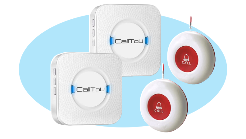 Product shot of the CalltoU Wireless Caregiver Pager.