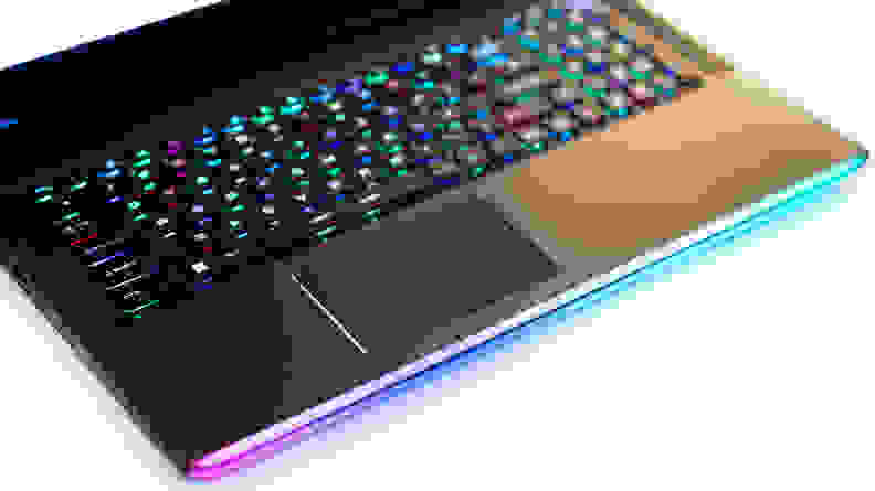 Closeup of keyboard and trackpad
