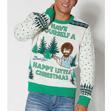 Product image of Light-Up Bob Ross Ugly Christmas Sweater