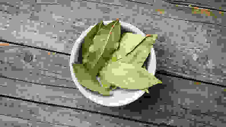 A bowl of bay leaves