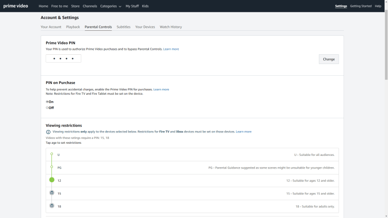 Amazon Prime Video parental controls