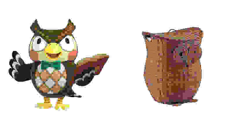Blathers next to a basket