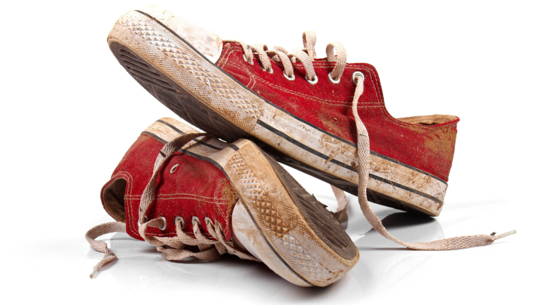 Dirty and stained red Converse