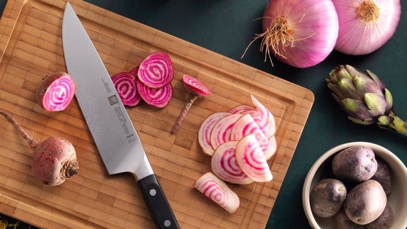 After you're done chopping, wash your knives by hand.