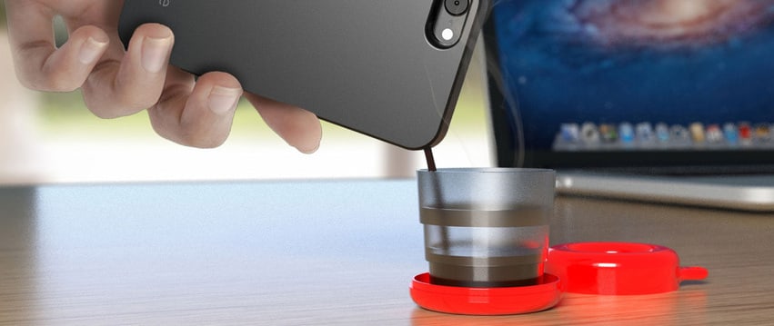 This smartphone case uses a special cartridge to brew coffee.