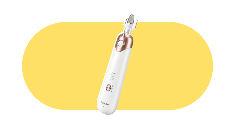 The white polamd electric trimmer on a yellow and white background