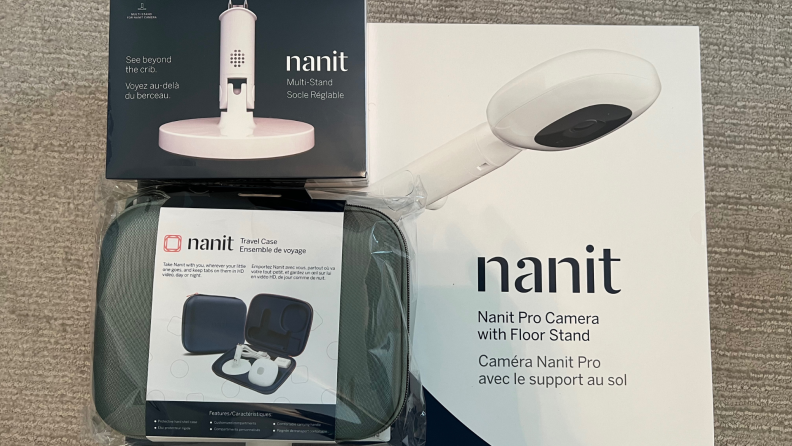 Box packaging for the Nanit Pro Smart Wi-Fi Baby Monitor Bundle.