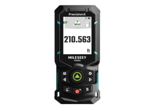 A laser level sits on a railing outside