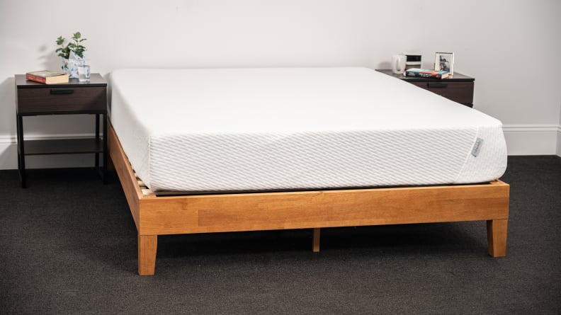 the Tuft & Needle mattress on a bed frame