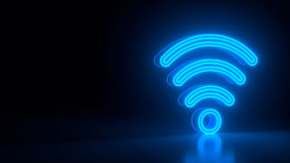 A glowing Wi-Fi symbol