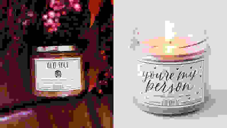 A split image of candles from Evil Queen, one of the best places to buy candles online.