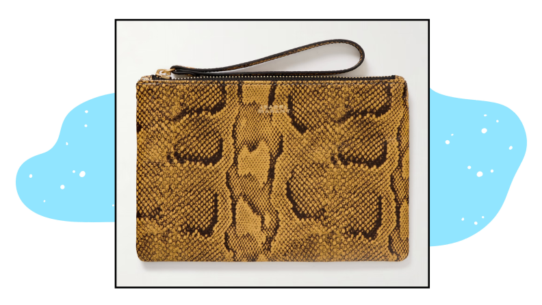 A faux snakeskin leather pouch.