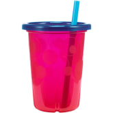 DOITOOL Glass Tumbler with Handle and Clear Lid of Scale and Straw Kids Cups  Toddler cups with Straws (Pink Rabbit) Color 2
