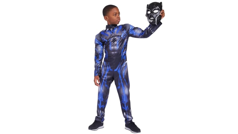 A child in a Black Panther costume.
