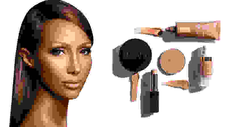 Iman looks at camera for Iman Cosmetics ad.