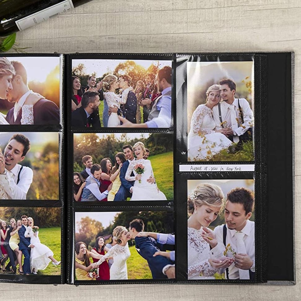 Luxury Linen Photo Album with Acid Free Pockets, Traditional Book Bound  with Hard Cover, 200 Pockets for 4x6 Photos, Photo Book for Wedding, Family