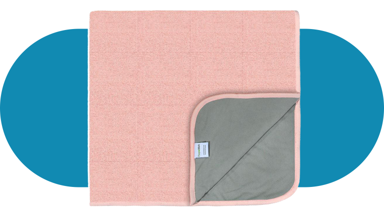 Product shot of the pink PeaPod bedwetting mat.