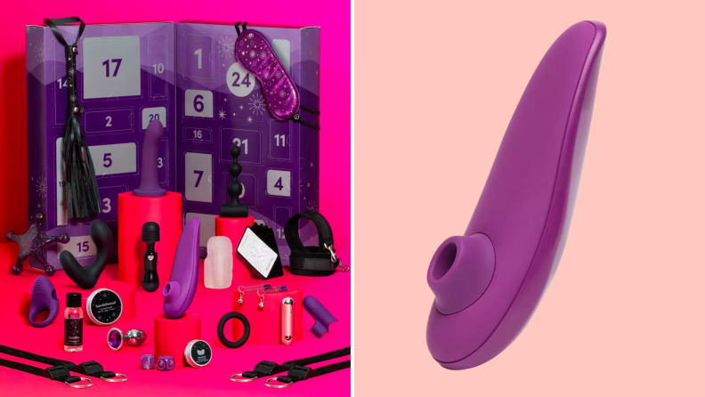 Womanizer Advent calendar next to a clitoral stimulator