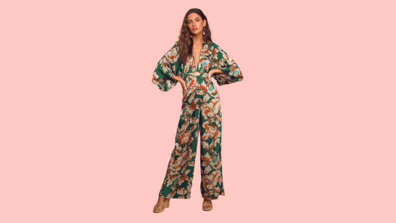 From Sunrise Teal Floral Print Wide-Leg Jumpsuit