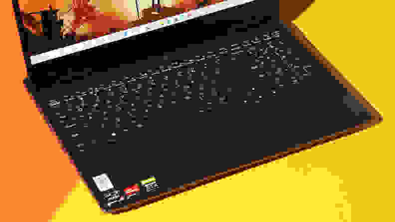 A close up of a laptop's keyboard and trackpad