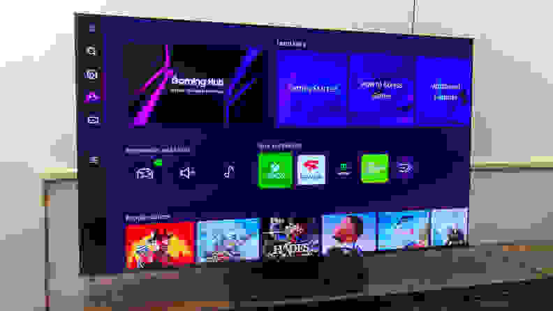 The home screen for Samsung Gaming Hub, as seen on a 55-inch Samsung S95B OLED TV