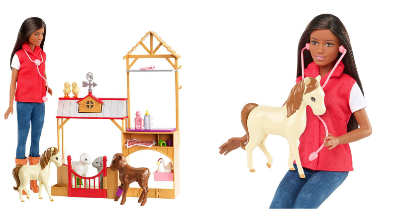 Barbie's latest—and coolest—job is that of large animal Vet.