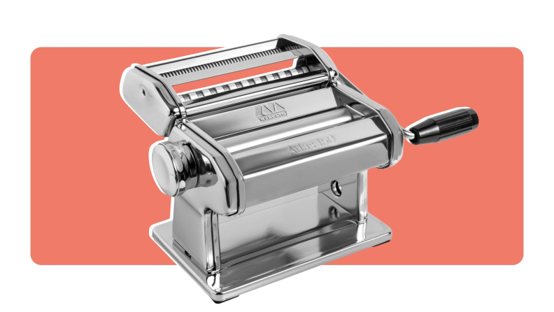 A Marcato Atlas pasta maker in stainless steel finish.