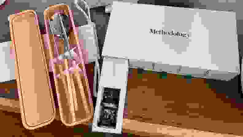 Methodology boxes of protein truffles and pink utensil set