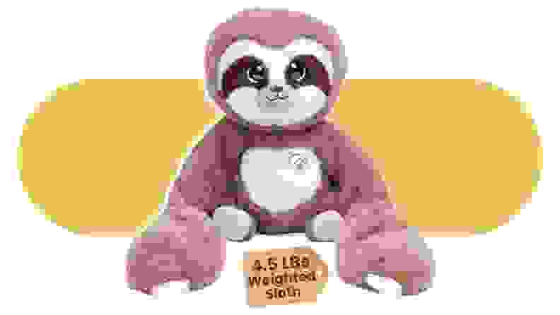 Product shot of the Huggle Healers Weighted Stuffed Sloth.