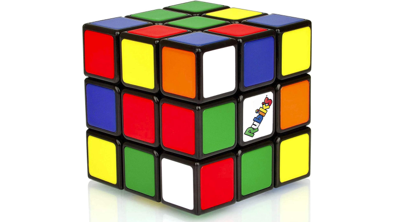 A colorful Rubik's cube on a white background.