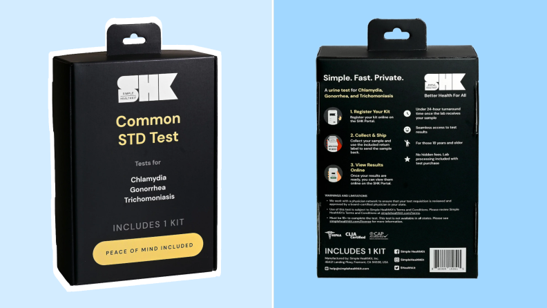 Front and back of the box for the Simple HealthKit Common STD Test.