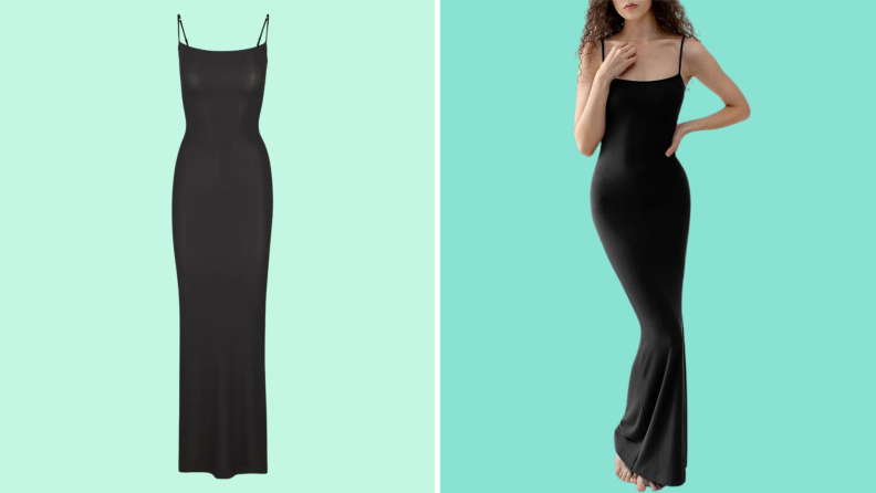 Skims Long Slip Dress and PUMIEY Sleeveless Backless Bodycon