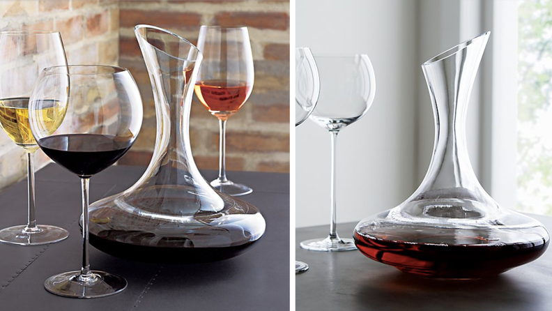 Two images of wine carafe