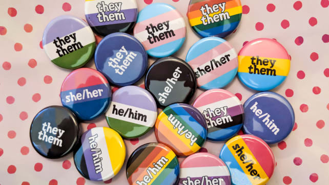 Prickly Cactus Collage Pronoun Pins