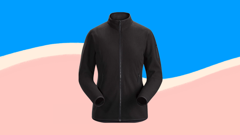 An image of a long-sleeve, zip up black jacket from Arc'teryx.