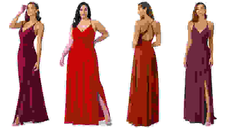 This classic dress comes in several different red hues.