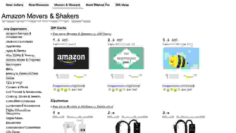 A screenshot of the Movers & Shakers homepage.