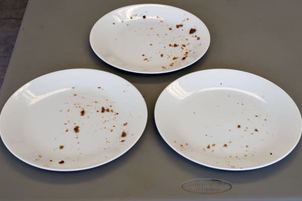 3 dirty meat plates
