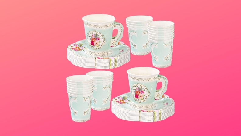 A set of tea cups in front of a background.