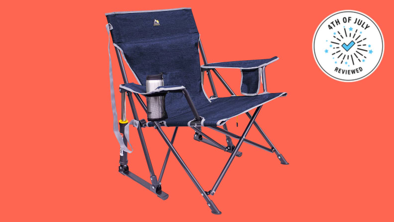 A portable folding chair.