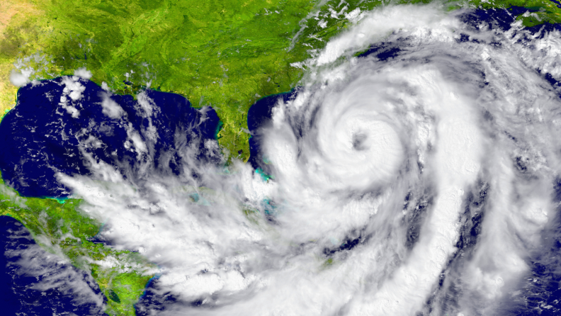 Satelite imagery of a hurricane over Florida.