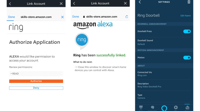 Connecting Ring Doorbell with Amazon Alexa App